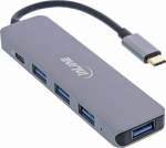 HUB USB InLine InLine&reg; USB 3.2 Type-C Multi Hub (4x USB-A 5Gb/s + USB Type-C (Data/PD 87W), OTG, aluminum housing