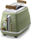 DELONGHI Icona Vintage Toaster CTOV 2103.GR 900W, Stainless steel, Crumb tray, Defrost, Green
