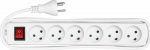 MicroConnect Power strip 6 outlets 3m White, With ON/OF switch and child