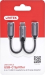 Unitek Adapter USB-C on 2 x port USB-C audio i 18W