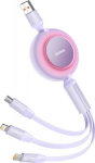 Kabel USB Baseus USB-A - USB-C + microUSB + Lightning 1.1 m Fioletowy (BSU3357PRP)