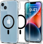 Kaitse&uuml;mbris Ultra Hybrid MagFit, Apple iPhone 14 Plus, l&auml;bipaistev musta MagSafe ringiga, Spigen