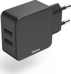 USB-laadija seinapesasse Hama, must, 2xUSB-A, max 12W 2.4A 5V