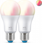 WiZ smart lamp, E27, RGBW - all colors and shades of white light, Wi-Fi, 806 lm, 2-pack