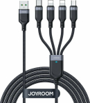 Kabel USB Joyroom USB-A - 2x USB-C + Lightning + microUSB 1.2 m Czarny (JYR777)