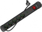 Lanberg PDU SP1 3m 5x Schuko black - Safety strip Lanberg SP1 5 Schuko sockets 3m czarna