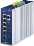 PLANET IP30 Industrial L3 4-Port Managed 2.5G Ethernet (100/1000/2500) Aluminium, Niebieski
