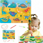 LEANToys Wooden Puzzle Magnets String Interlacing Dinosaurs