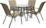 Garden furniture set DUBLIN table and 4 chairs, golden brown