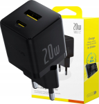 Loader Baseus Palm 1x USB-A 1x USB-C 20W Czarna (P10111608113-01)