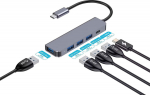 PLATINET MEDIA HUB USB-C TO 4X USB-A 3.2 GEN1 + 1X USB-C PD 100W 5IN1 ALUMINUM [46235]