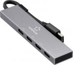 Renkforce RF-6902308 USB-Hub USB-C USB 3.2 Gen2 10 Gb/s with plug Grey