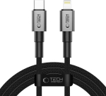 USB-kaabel USB-C <-> Apple iPhone Lightning, 2m, 27W / 3A, tumehall, punutud kaabliga, Tech-Protect