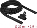 DELOCK Spiral hose with insertion tool 2.5m x25mm schwarz