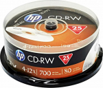 29 HP HP CD-RW, CWE00019-3, 69313, 25-pack, 700MB, 4-12x, 80min., 12cm, no printing option, cake box, do data archiving