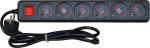 Vakoss surge protection power strip 6 sockets 1.5 m czarna (52-611SK)
