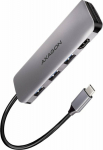 Axagon Multi port USB 3.2 Gen 1 hub. HDMI, card reader and three USB-A outputs. Cable USB-C 20 cm