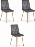 Leobert Krzesło LIBRA - dark gray velvet / wood color legs x 3