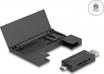 Delock Card Reader USB 5 Gbps USB Type-C&trade; / Type-A for SD and Micro SD memory cards with practical memory card case - black
