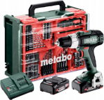 IN WIN METABO.SB 18 L Mobile workshop + 2 Li-Ion batteries 18V/2.0 Ah with charger SC 30 + 74 elements