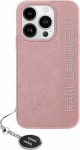 Karl Lagerfeld PU Saffiano Rhinestone Charm Case for iPhone 15 Pro / Pink