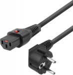 MicroConnect Powercord Schuko CEE 7/7 male, (angled) - C13 IEC Lock black