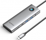 Orico USB-C 9w1 | 2x USB-A 3.0 | 1x USB-C 3.0 | 1x USB-C PD 100W | 1x HDMI 4K 60Hz | 1x microSD/SD | 1x RJ45 2.5G Ethernet | 1x Audio 3.5 mm - szara