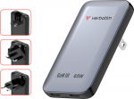 Verbatim Slim GaN Charger 2 Port 65W (EU/UK/US) Grey