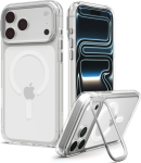 &Uuml;mbris Ultra Hybrid Optik S (MagFit), Apple iPhone 18 Pro Max / iPhone 17 Pro Max, l&auml;bipaistev valge MagSafe ringi ja h&otilde;bedase tugijalaga, Spigen
