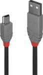 Lindy 3m USB 2.0 Type A to Mini-B, Cable, Anthra Line