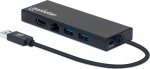 Manhattan USB-A Dock/Hub, Ports (x5): Ethernet, HDMI, USB-A (x2)