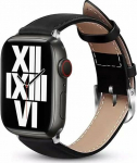 Crong Noble Band - Natural leather strap do Apple Watch 42/44/45/49 mm (Black Noir)
