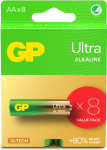 GP Batteries GP Ultra Alkaline Battery, Size AA, 15AU/LR6, 1.5V (8-pack)