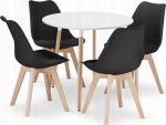 Leobert KAMI round table set 80 white + 4 MARK chairs black