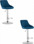 Leobert KAST stool - navy blue velvet / chrome base x 2