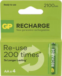GP Batteries GP Recharge Rechargeable Battery, Size AA, 2100 mAh (4-pack)