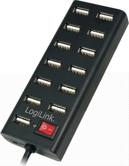 Logilink USB-HUB 13-Port m. Power adapter black plastic