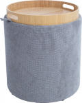 Ottoman/ table HIRO D34.5xH37cm, grey, with storage and tray
