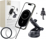 Car Holder cockpit / the glass / do charger grids 15W + 2x Tech-Protect magnetic plates MM15W-V6 Magnetic MagSafe Dashboard & Vent Car Mount Wireless Charger 15W Black