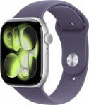 Apple Watch Series 11 (GPS) 46 mm silver aluminum case and misty purple sports band, S/M