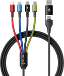 Accura 8w1 USB-A/USB-C to 2xUSB-C | Lightning | microUSB | 3.0A | 1.2m | czarny - Accura 8w1 2xUSB-C / Lightning / microUSB to USB-A/USB-C 3.0A 1.2m czarny