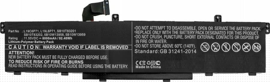 CoreParts Laptop Battery for Lenovo, 92.40Wh 11.55V 8000mAh