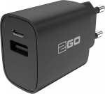 2GO Ladeger&auml;t 20W 2-Port 1x USB-A u. 1x USB-C schwarz