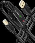 Axagon Active connection USB 2.0 A-M > B-M cable, 20 m long. Power supply option