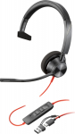 HP Blackwire 3310 Monaural USB-C, Headset +USB-C/A Adapter