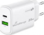 MediaRange Ladeger&auml;t 25W 2-Port 1x USB-A/1x USB-C GaN, wei&szlig;