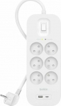 Listwa zasilająca Belkin SurgePlus przeciwprzepięciowa 6 sockets 2 m White (SRB002ca2M)
