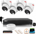 Dahua Europe monitoring kit IP DAHUA 4 external cameras WizColor 2K 30m