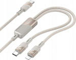 Kabel 2w1 USB C do USB C + Lightning Hoco 5A 100W 1.2 m U139 gold