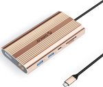Orico USB-C 12w1 | USB-A | USB-C PD 100W | 2x HDMI 4K 60Hz | DisplayPort 4K 60Hz | RJ45 Gigabit - pink-gold